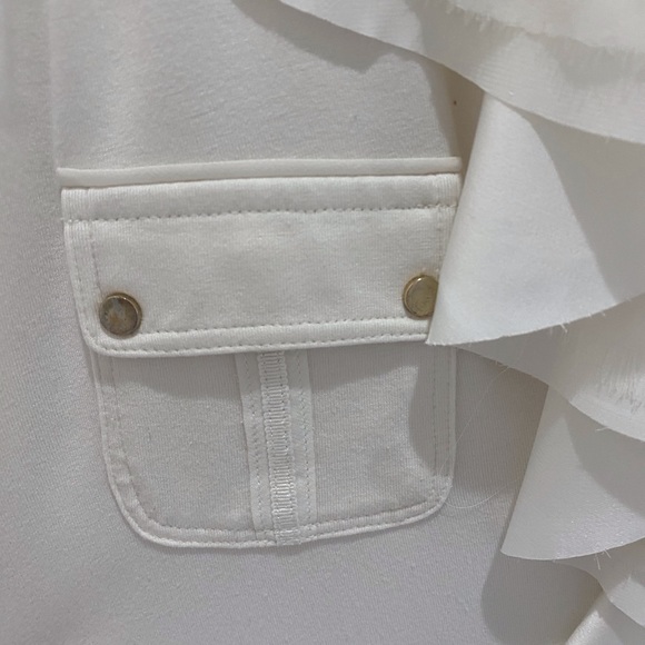 White House Black market, white tank top with ruffle detailing. - Picture 6 of 8